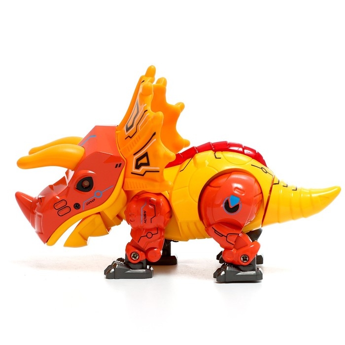 Робот «Динобот», реагирует на прикосновение, световые и звуковые эффекты, металлический, цвет оранжевый