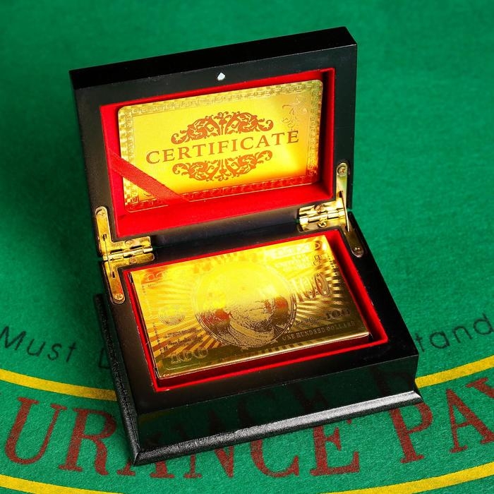 Карты игральные пластиковые  Карты игральные пластиковые "100 долларов", 54 шт, 30 мкм, 8.5 x 4,5 см, в шкатулке