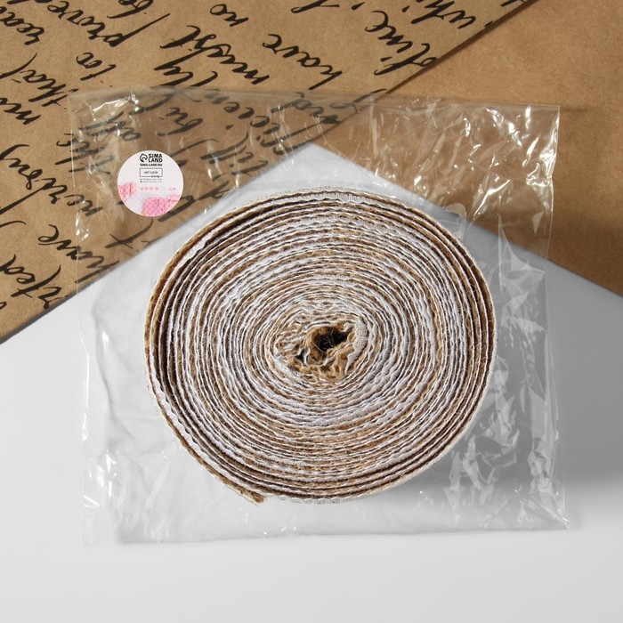 Лента холщовая «Кружево», натуральная, 50 мм, 4,5 ± 0,5 м, цвет белый Лента холщовая «Кружево», натуральная, 50 мм, 4,5 ± 0,5 м, цвет белый