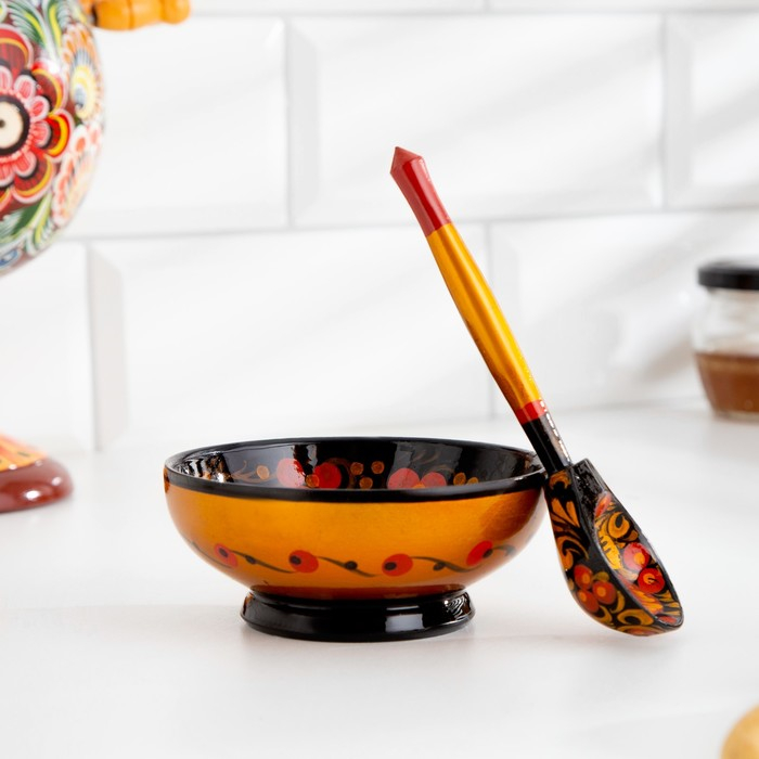 Набор «Розетка с ложкой», 10×4×10 см, хохлома Набор «Розетка с ложкой», 10×4×10 см, хохлома