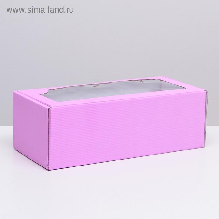 Коробка самосборная, с окном, сиреневая, 16 х 35 х 12 см МИКС Коробка самосборная, с окном, сиреневая, 16 х 35 х 12 см МИКС