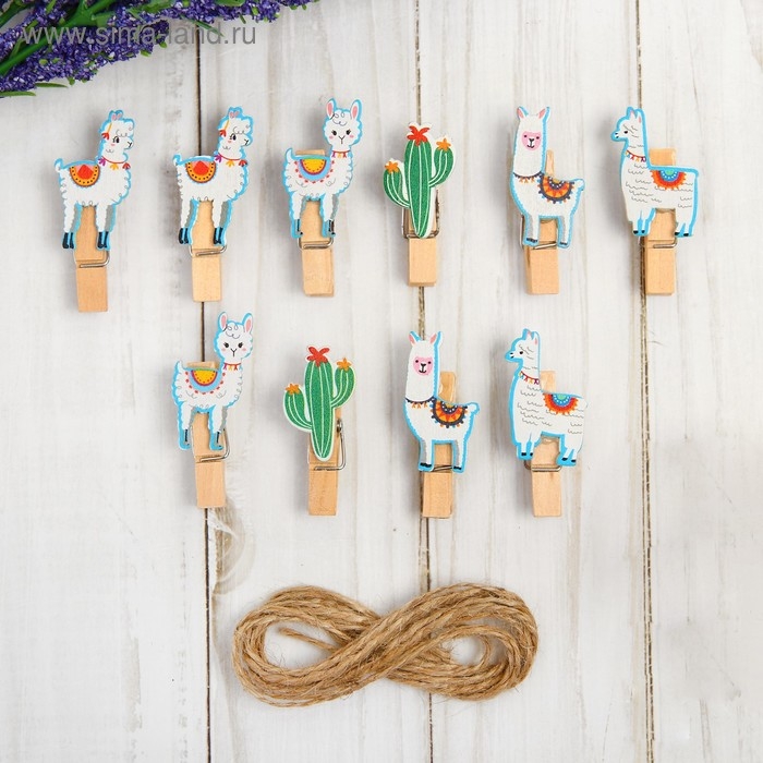 Набор декоративных прищепок "Ламы" набор 10 шт.