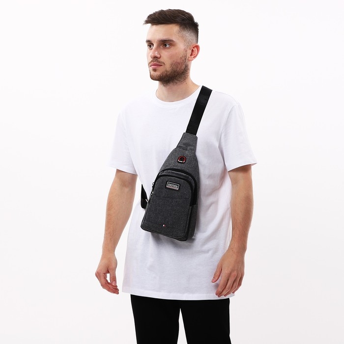 Сумка-слинг мужская из текстиля, цвет серый Сумка-слинг мужская из текстиля, цвет серый