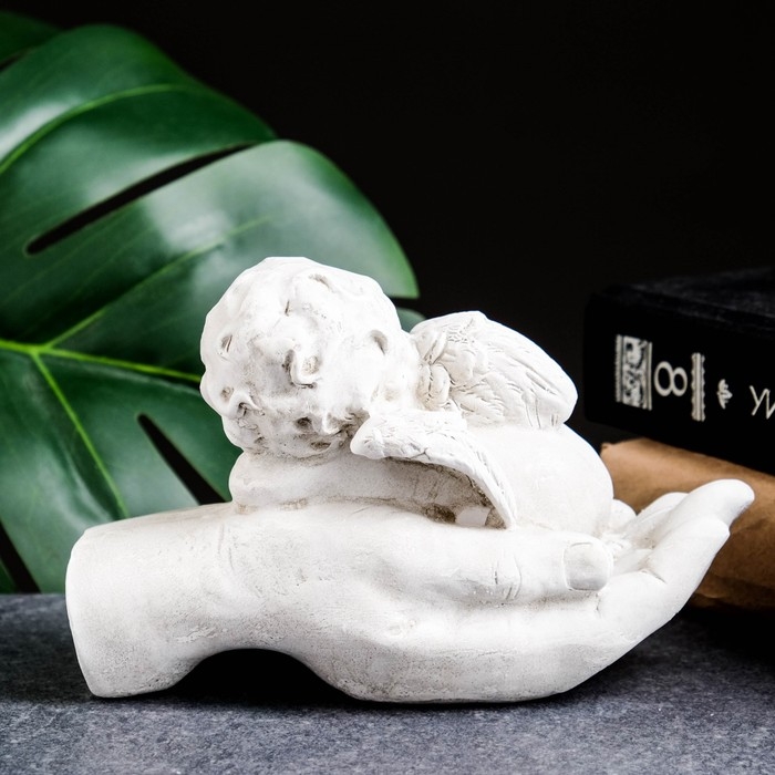 Фигура  Фигура "Ангелочек на ладони спит" состаренный, 16х10х8см