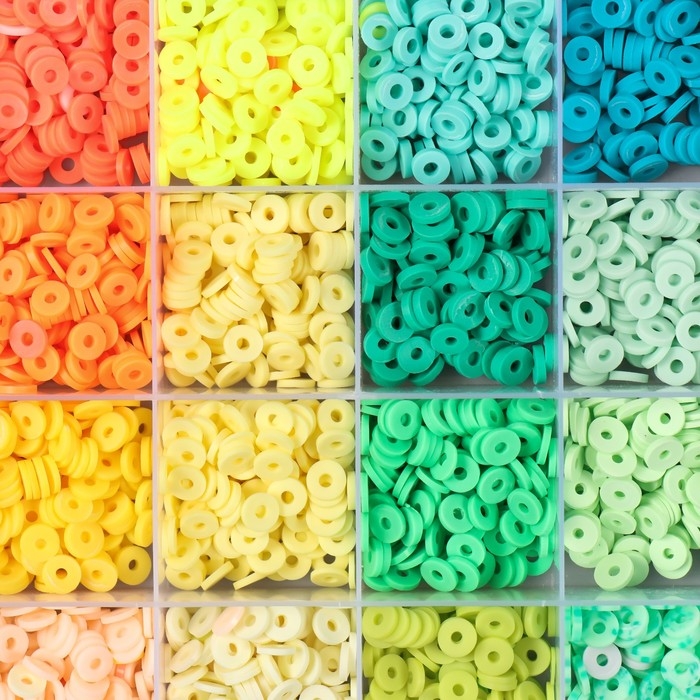 Декор для творчества пластик Декор для творчества пластик "Палитра зелёного и жёлтого" d=0,6 см н-р 24 цвета 18,5х13х2 см