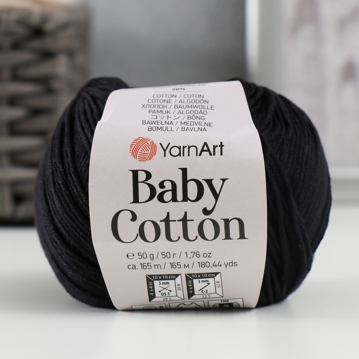 Пряжа "Baby cotton" 50% акрил 50% хлопок 165м/50гр (460 чёрный)