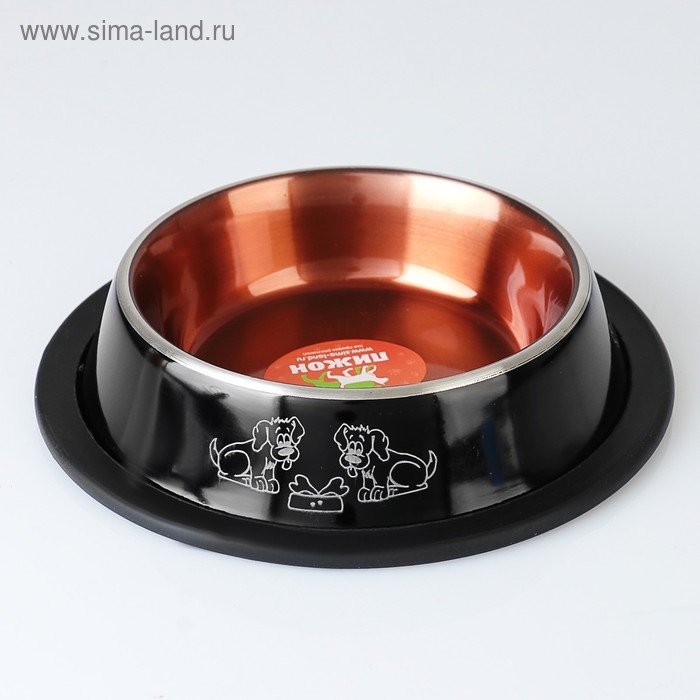 Миска с нескользящим основанием декоративная цветная, 230 мл, черная Миска с нескользящим основанием декоративная цветная, 230 мл, черная