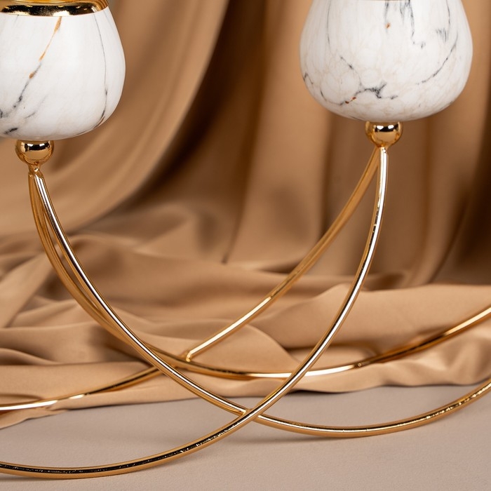 Подсвечник металл, стекло «Сплетение» на 4 свечи 47 х 10 х 28 см