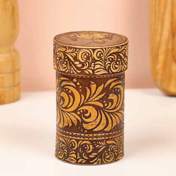 Набор стопок «Рыбак», 4 шт, в футляре, 4,5×4,5×9 см, береста Набор стопок «Рыбак», 4 шт, в футляре, 4,5×4,5×9 см, береста