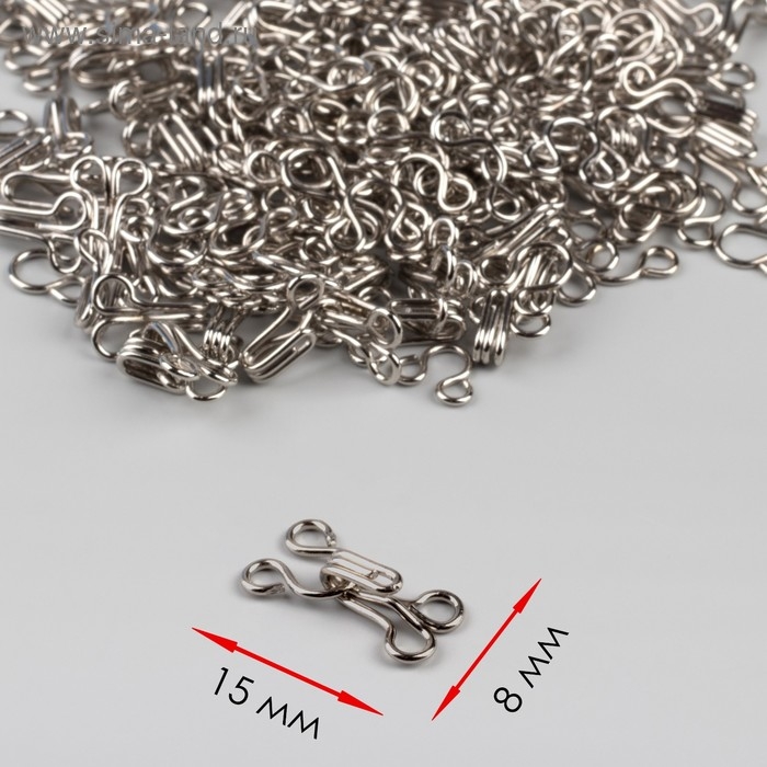 Крючок пришивной №2, 15 × 8 мм, 100 шт, цвет серебряный Крючок пришивной №2, 15 × 8 мм, 100 шт, цвет серебряный