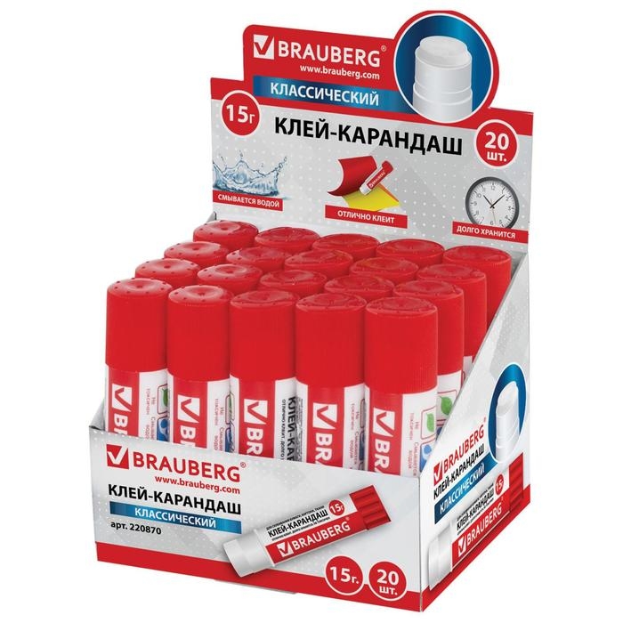 Клeй-карандаш ПВП 15 г BRAUBERG Клeй-карандаш ПВП 15 г BRAUBERG