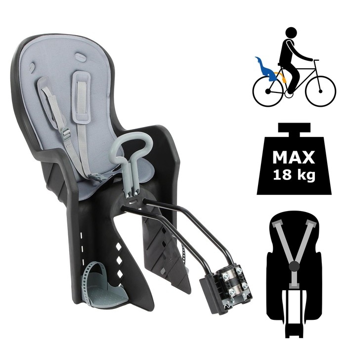 Велокресло заднее BQ-9 с ручкой, крепление на раму с кнопкой, цвет чёрный Велокресло заднее BQ-9 с ручкой, крепление на раму с кнопкой, цвет чёрный