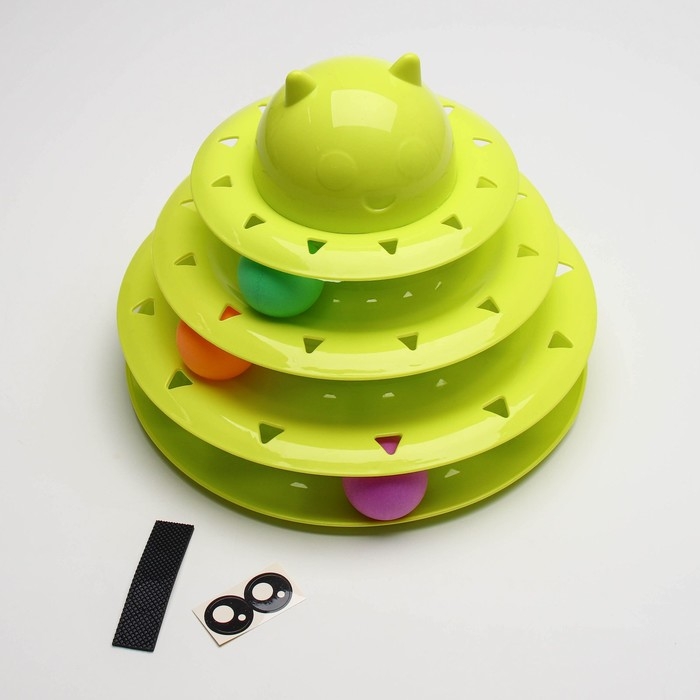 Игровой комплекс  Игровой комплекс "Пижон" для кошек с 3 шариками, 24,5 х 24,5 х 13 см, зелёный