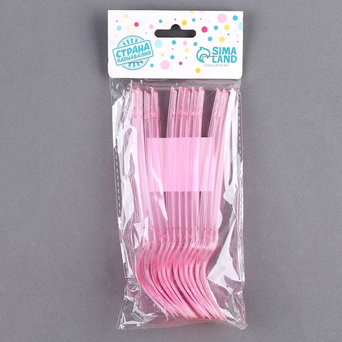 Вилки пластиковые, в наборе 12 шт., цвет розовый Вилки пластиковые, в наборе 12 шт., цвет розовый