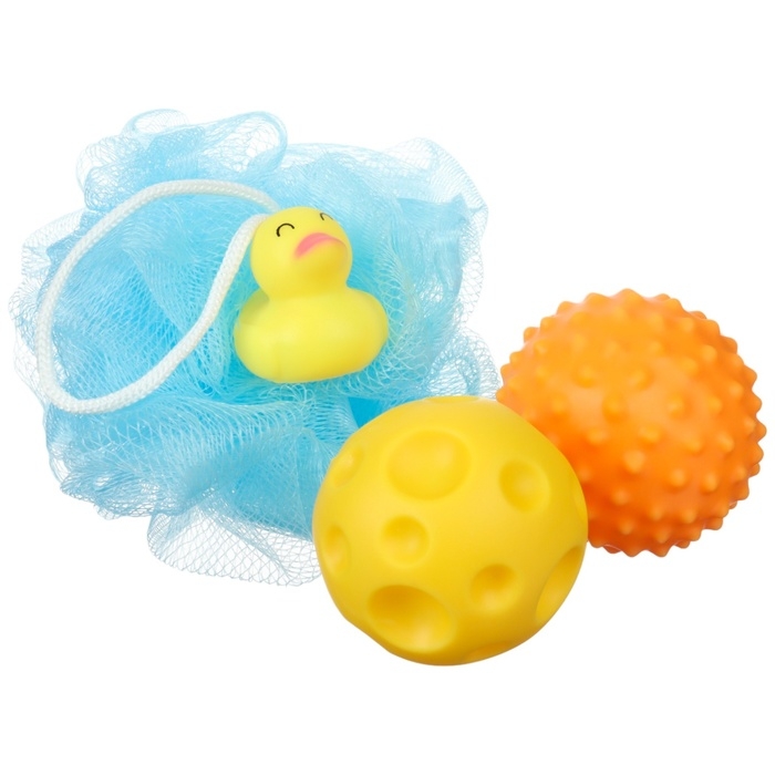 Набор для ванны «Утенок», мочалка с игрушкой, 2 тактильных мячика, Крошка Я Набор для ванны «Утенок», мочалка с игрушкой, 2 тактильных мячика, Крошка Я