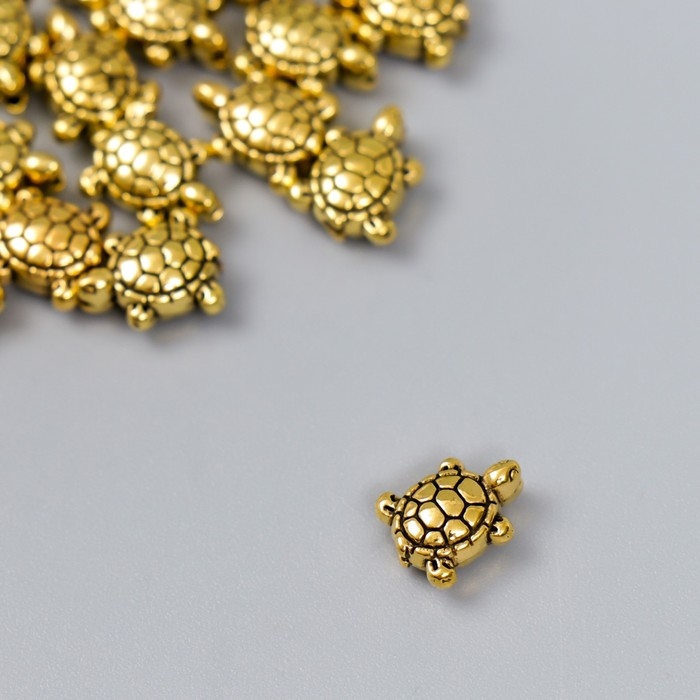 Бусины металл для творчества Бусины металл для творчества "Черепашка" золото набор 20 шт