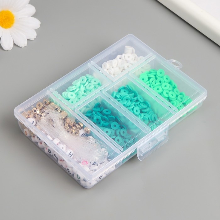 Бусины в шкатулке Бусины в шкатулке "Зелёные" нить 0,8 мм 5 м 12х8,4х2,2 см