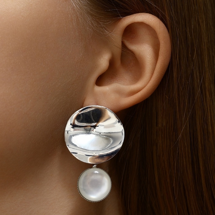 Серьги ассорти «Античность» круг, цвет серебро Серьги ассорти «Античность» круг, цвет серебро