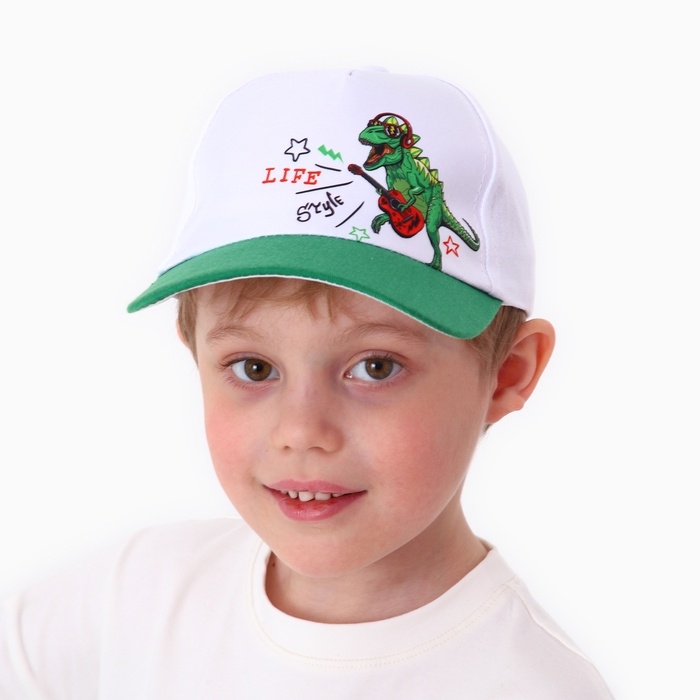 Кепка детская для мальчика Life style, дино, цвет белый, р-р 52-54, 5-7 лет