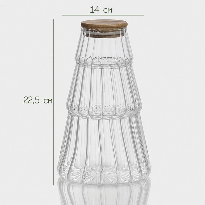 Банки стеклянные для хранения сыпучих продуктов BellaTenero «Эко», 3 предмета, 14×22,5 см, с бамбуковой крышкой