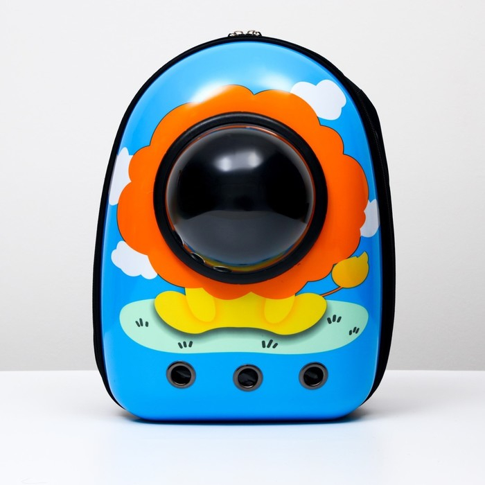 Рюкзак для переноски кошек и собак  Рюкзак для переноски кошек и собак "Лев", с окном, 32 х 25 х 42 см, голубой