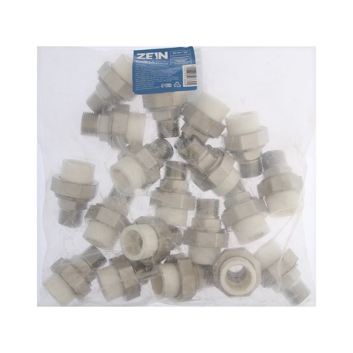 Муфта комбинированная ZEIN, полипропиленовая, американка, наружная резьба, d=20 мм х 1/2 Муфта комбинированная ZEIN, полипропиленовая, американка, наружная резьба, d=20 мм х 1/2"