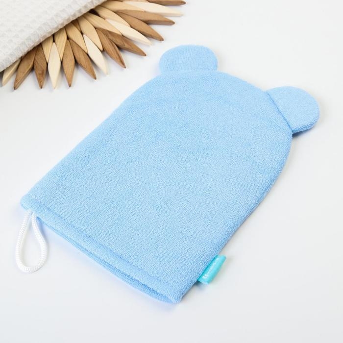 Мочалка детская для купания «Мишка», варежка, из махры Мочалка детская для купания «Мишка», варежка, из махры