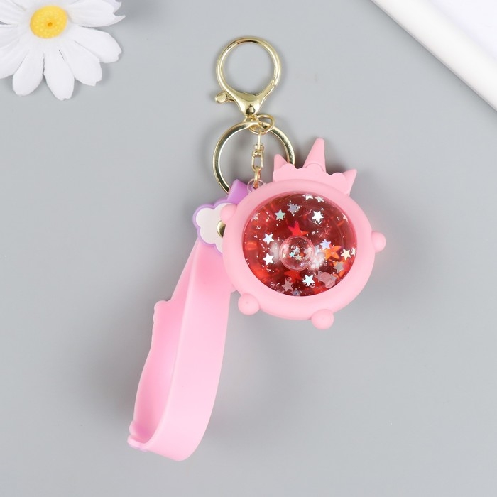 Брелок резина  Брелок резина "Шарик-единорожка" с браслетом и карабином, розовый 4х6х7,4 см