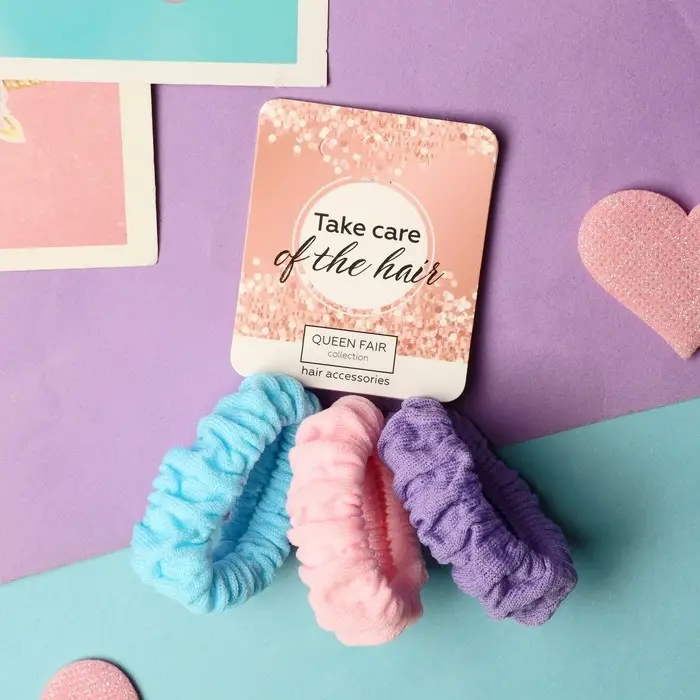 Резинка для волос Резинка для волос "Стиль" (набор 3 шт) жатка нежность, 5 см