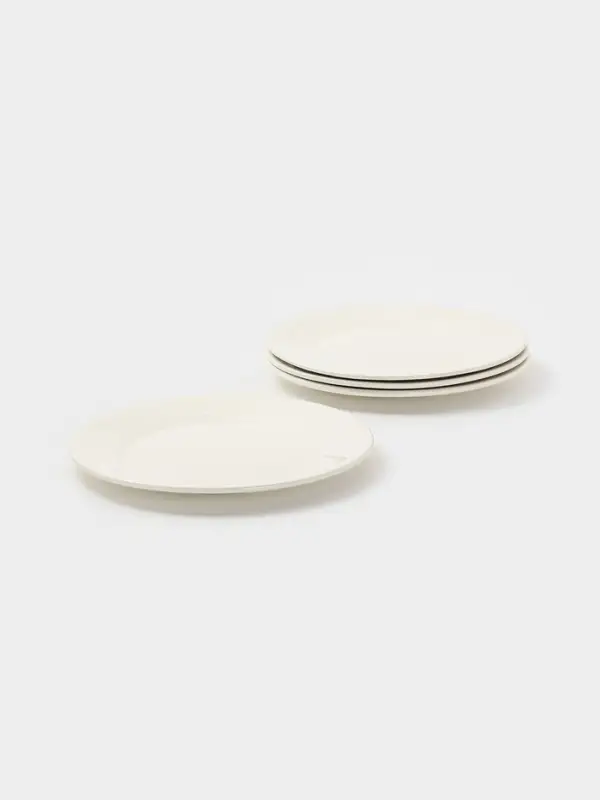 Тарелки Доляна White Label, набор 4 шт., d=22.5 см, утолщенный край, фарфор, белые