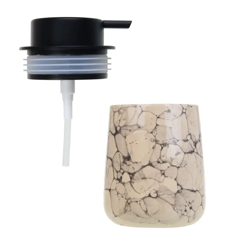 VETTA Дозатор для жидкого мыла, 320 мл, 13x9x9 см, керамика, "Космос", мрамор молочный