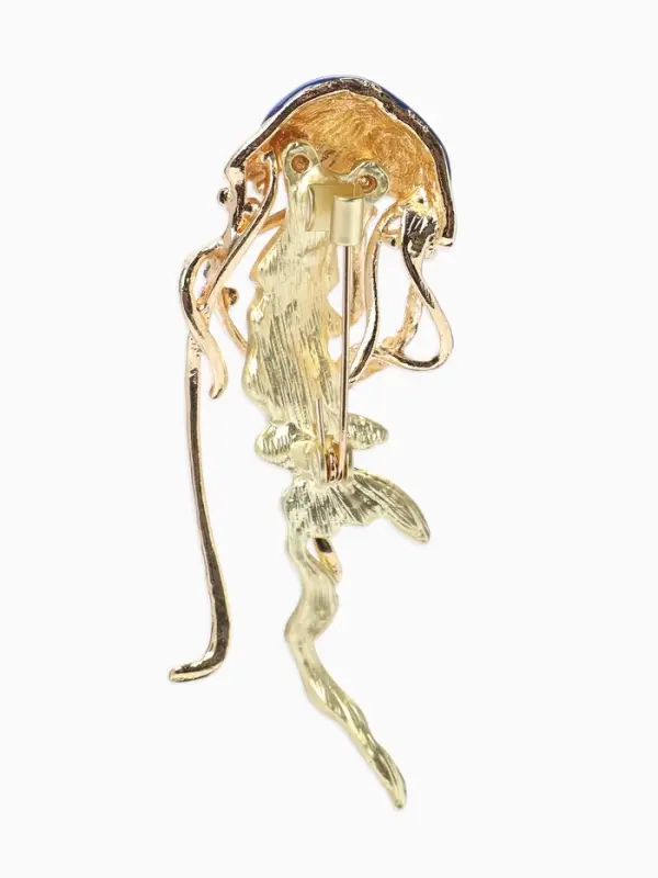 Брошь &laquo;Медуза&raquo; морская, цвет синий в золоте