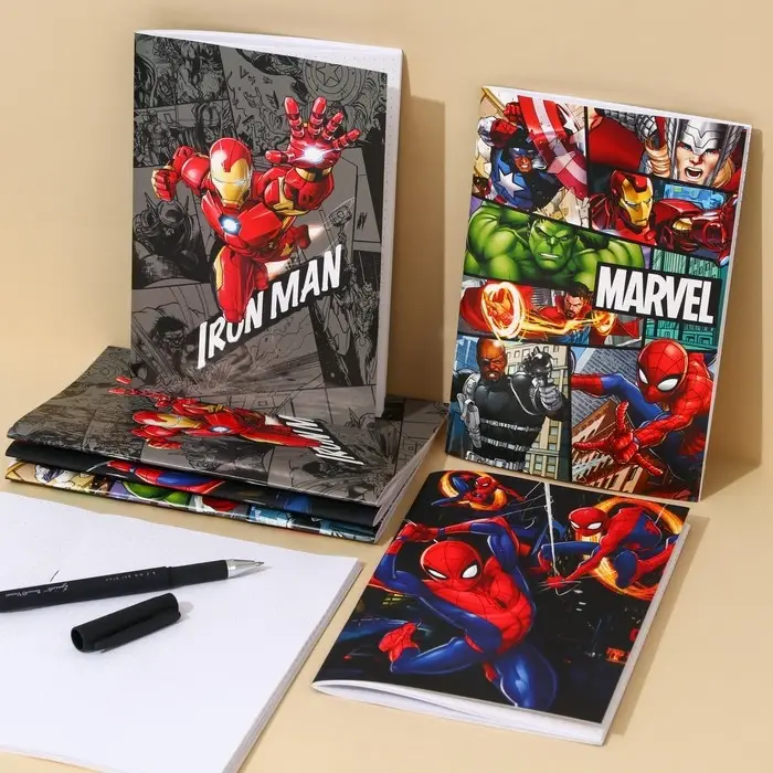 Блокнот А5, 40 листов, на скрепке, в точку, софт-тач, &laquo;Человек-паук&raquo;