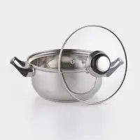 Набор посуды &laquo;Чёрная ночь&raquo;, 8 предметов: кастрюли 1.5 л, 2 л, 3 л, сковородка d=24 см, 4 крышки, индукция, нержавеющая сталь