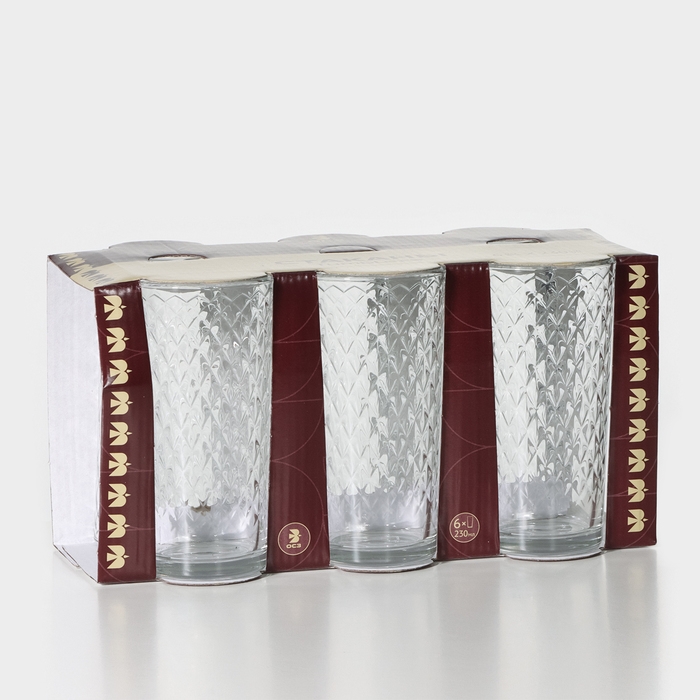 Набор стеклянных стаканов «Кристалл», 230 мл, 6 шт Набор стеклянных стаканов «Кристалл», 230 мл, 6 шт