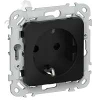 FLITE Розетка с заземлением без защитных шторок 16А РС11-0-ФлЧ черный IEK
