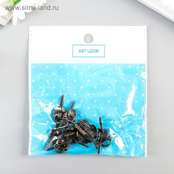 Ручка для шкатулки металл Ручка для шкатулки металл "Молоточек" бронза набор 10 шт С183 1,2х1,2 см