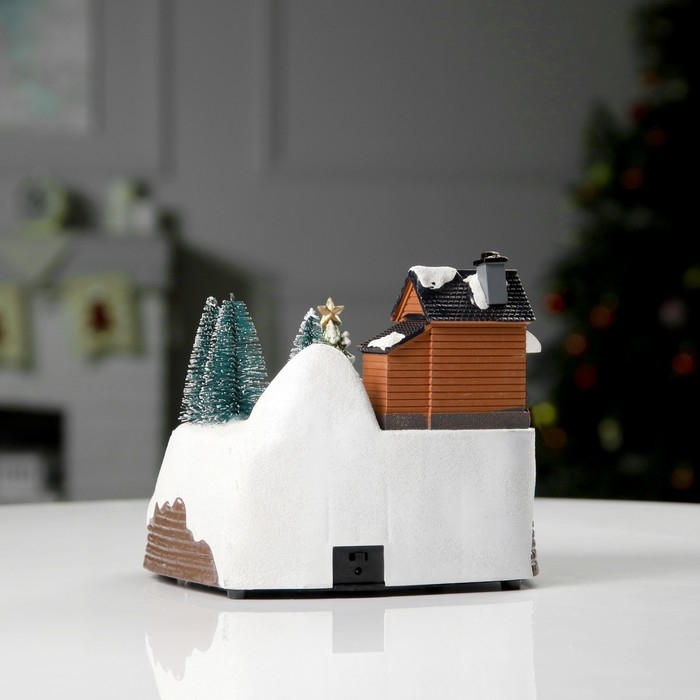 Светодиодная фигура «Поезд и ёлка» 20 × 20 × 16 см, полистоун, батарейки ААх3 (не в комплекте), USB, свечение тёплый белый