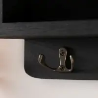 Настенные крючки декоративные с карманом и полочкой &laquo;Чёрный&raquo;, дерево, 10.5&times;38&times;27.7 см