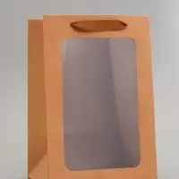 Пакет подарочный, с окном, 30&times;20&times;16 см, крафт