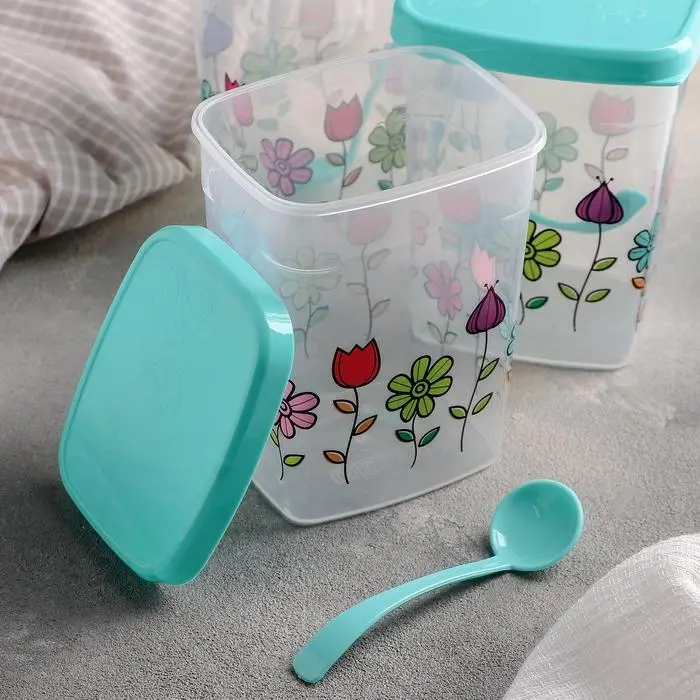 Набор банок для сыпучих «Клумба», 500 мл, 3 шт, цвет МИКС Набор банок для сыпучих «Клумба», 500 мл, 3 шт, цвет МИКС