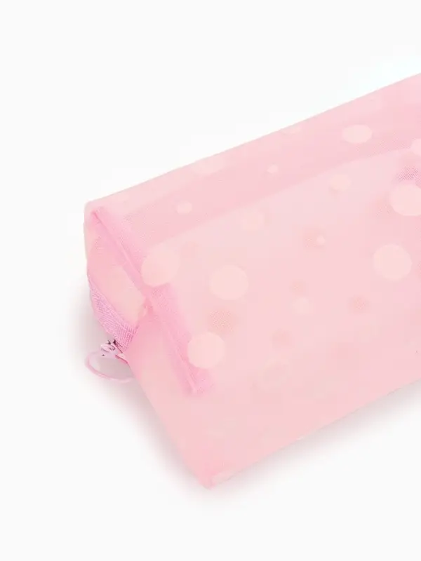 Косметичка дор Горох, сетка 18*7,5*10, отд на молнии, розовый Косметичка дор Горох, сетка 18*7,5*10, отд на молнии, розовый