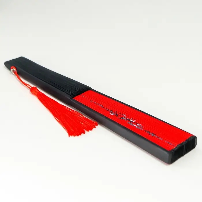 Веер бамбук, текстиль h=23 см  Веер бамбук, текстиль h=23 см "Веточка сакуры" красный, с кисточкой