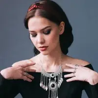 Колье &laquo;Ажурные перья. Круг&raquo;, 35 см, чёрное в чернёном серебре