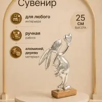 Сувенир &laquo;Заяц с сердечком&raquo;, 18&times;5&times;25 см, алюминий, дерево