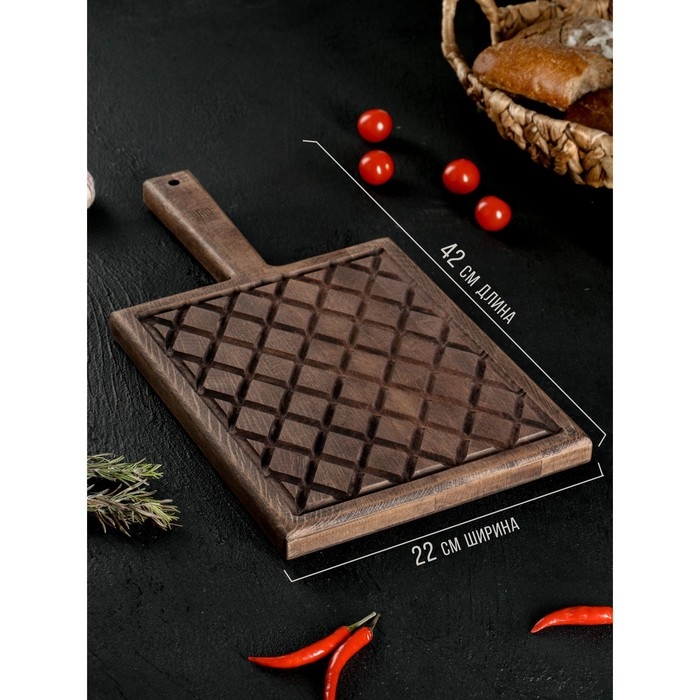 Доска разделочная для подачи Wild Kitchen, 42×22×2.5 см, граб темный Доска разделочная для подачи Wild Kitchen, 42×22×2.5 см, граб темный