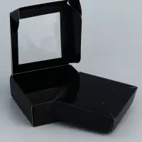 Коробка для бижутерии с PVC окном 8×8×3 см, чёрный