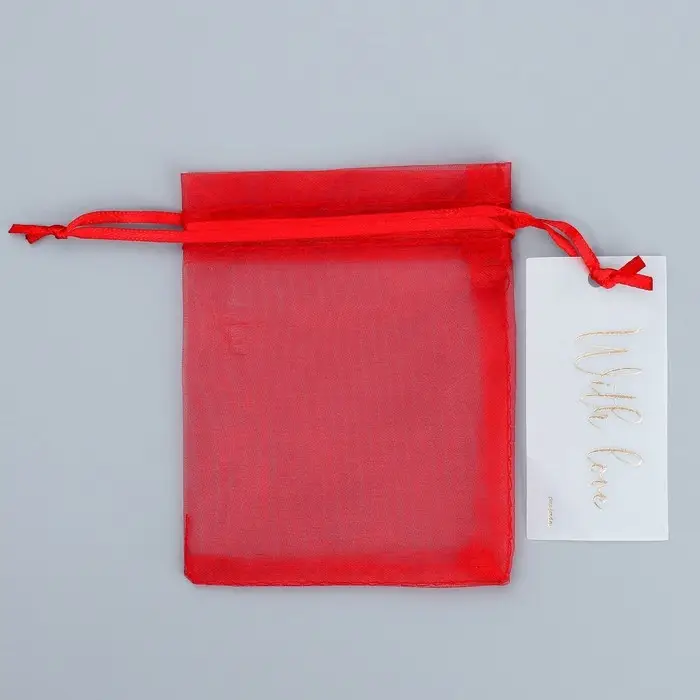 Мешочек подарочный органза бордовый &laquo;Бордо&raquo;, с шильдиком, 10 х 12 см +/- 1.5 см