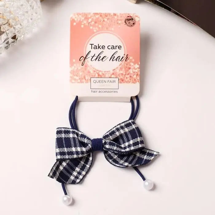 Резинка для волос «Веста», строгая клетка, 4.5 см, МИКС Резинка для волос «Веста», строгая клетка, 4.5 см, МИКС