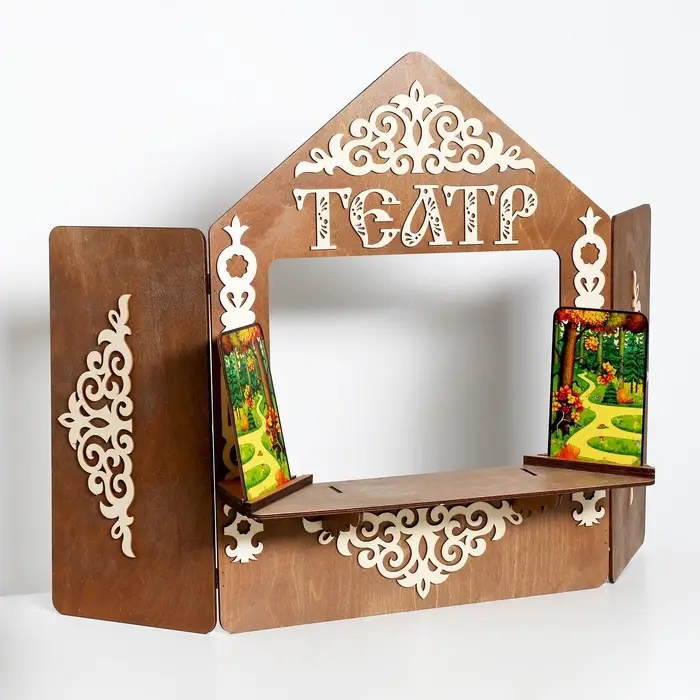 Ширма для кукольного театра с декорациями, дерево, 70&times;55 см